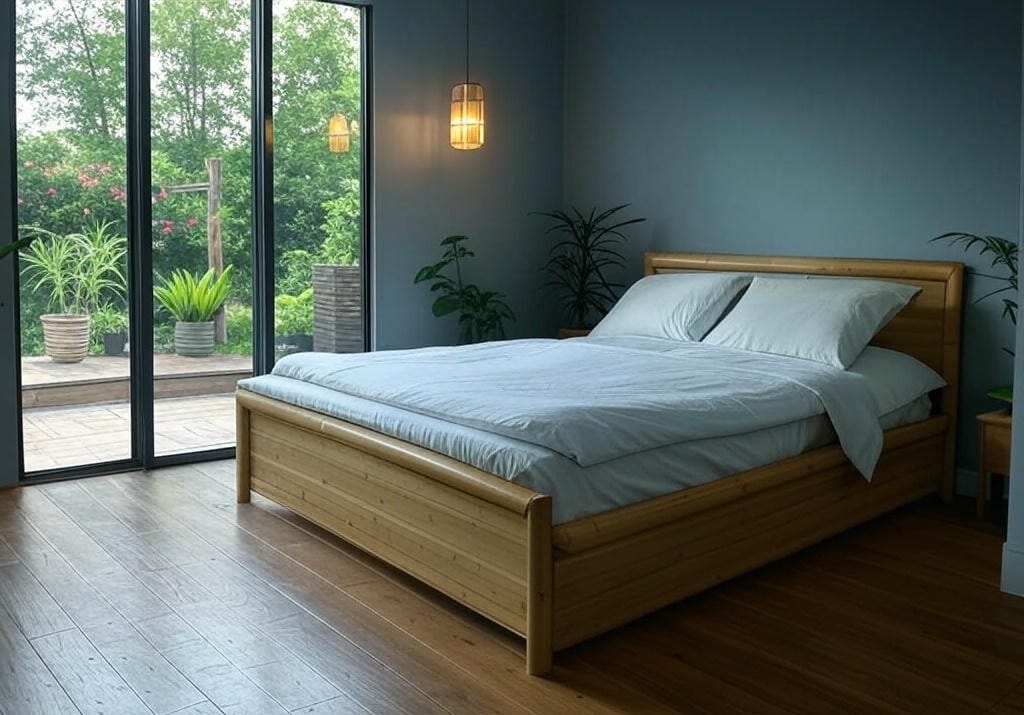 Literie de qualité dans une chambre bleu