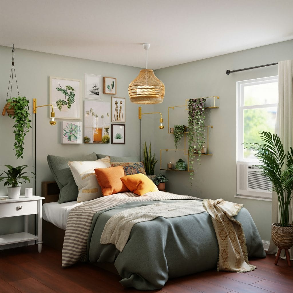 Chambre de couleur verte sauge