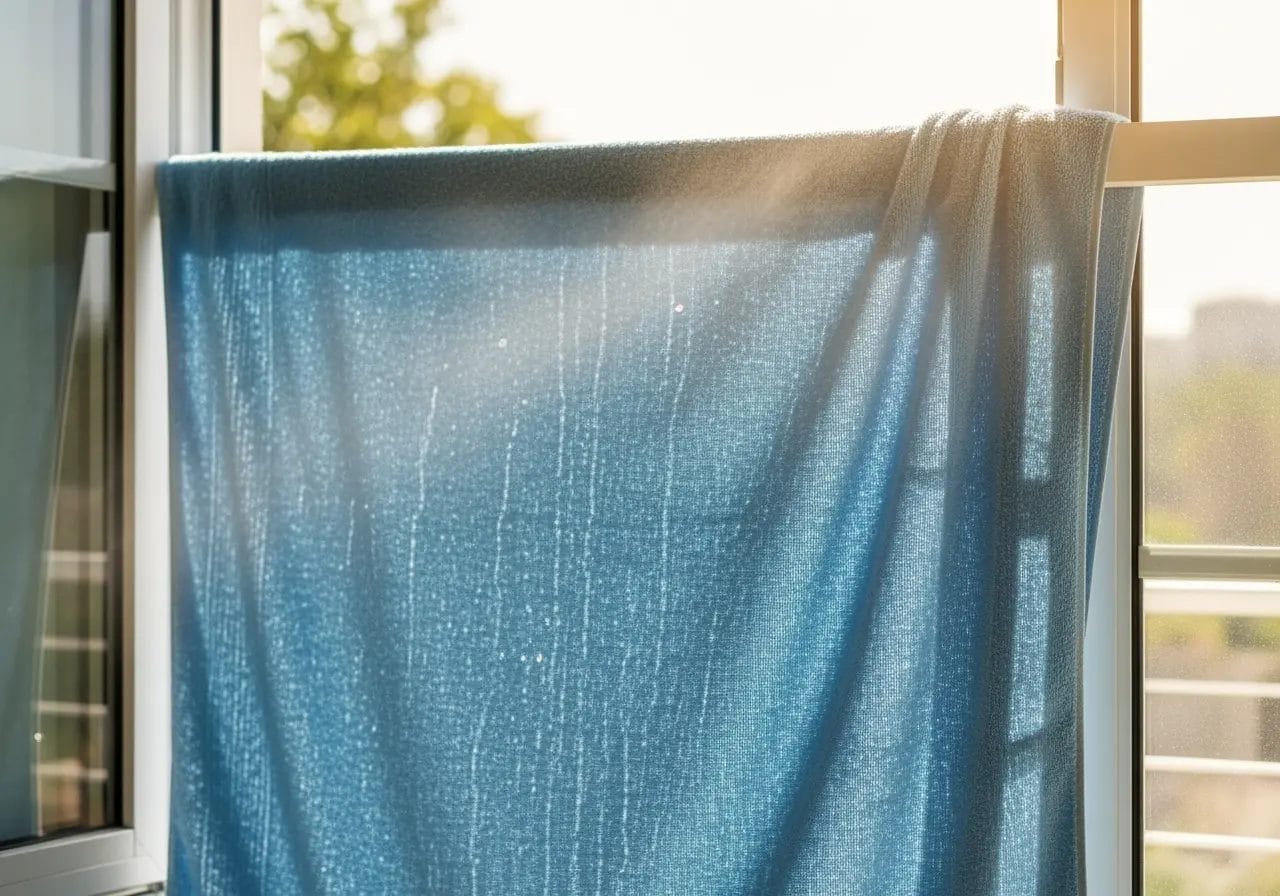 Serviette humide bleue pour rafraichir la chambre